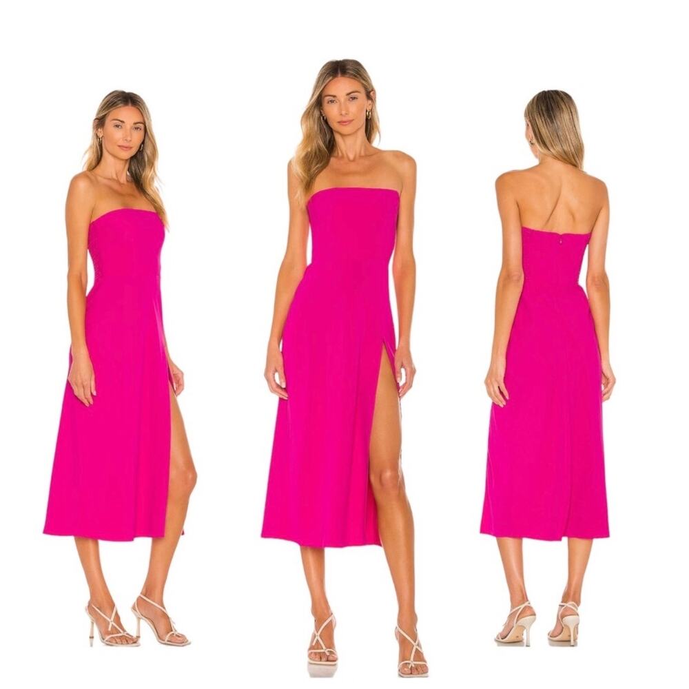 Amanda Uprichard Mandy Midi Dress Women Size Medium Hot Pink